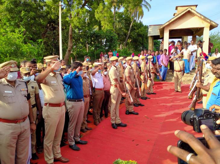 உதவி ஆய்வாளர் பாலுவின் உடல் 30 துப்பாக்கி குண்டுகள் முழங்க தகனம் செய்யப்பட்டது