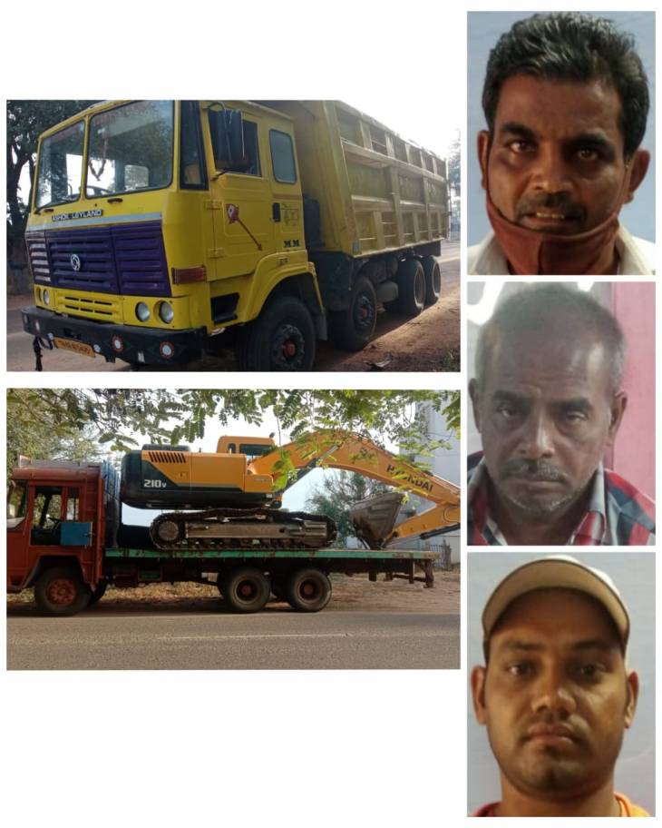 குளத்தூர் அருகே திருட்டுத்தனமாக மணல் அள்ளிய 3 பேர் கைது!