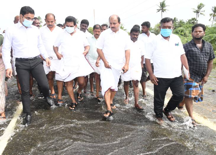 மழை வெள்ளத்தால் பாதிக்கப்பட்ட பகுதிகளை அமைச்சர் அனிதா ராதாகிருஷ்ணன் பார்வையிட்டு ஆய்வு!