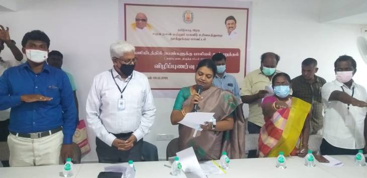 பணியிடத்தில் பெண்களுக்கு பாலியல் துன்புறுத்தல் தடுப்பு விழிப்புணர்வு நிகழ்ச்சி : அமைச்சர் கீதா ஜீவன் தலைமையில் உறுதி மொழி ஏற்பு!