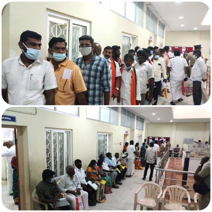 வேட்பு மனு தாக்கல் செய்ய இன்று இறுதி நாள் : வரிசையில் நின்று வேட்பு மனு தாக்கல் செய்த வேட்பாளர்கள்

