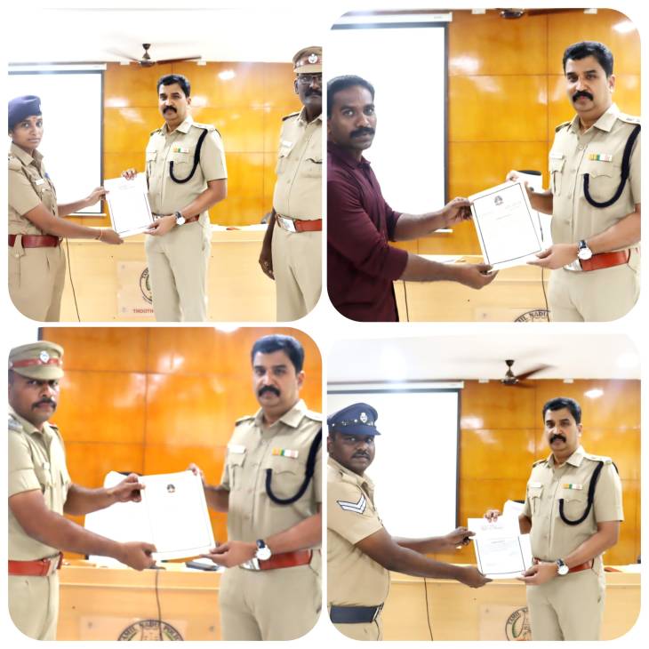 சிறப்பாக பணியாற்றிய காவல் துறையினர் 33 பேருக்கு எஸ்பி வெகுமதி வழங்கி பாராட்டு 


