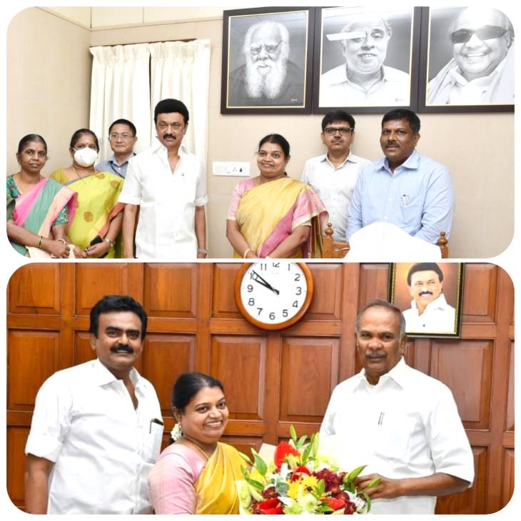 சென்னையில் முதலமைச்சரிடம் வாழ்த்து பெற்றார் அமைச்சர் கீதாஜீவன்!