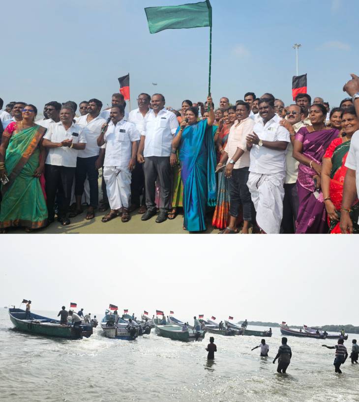 அமைச்சர் கீதாஜீவன் கொடியசைக்க... நடுக்கடல் நோக்கி சீறிப்பாய்ந்த படகுகள்!

